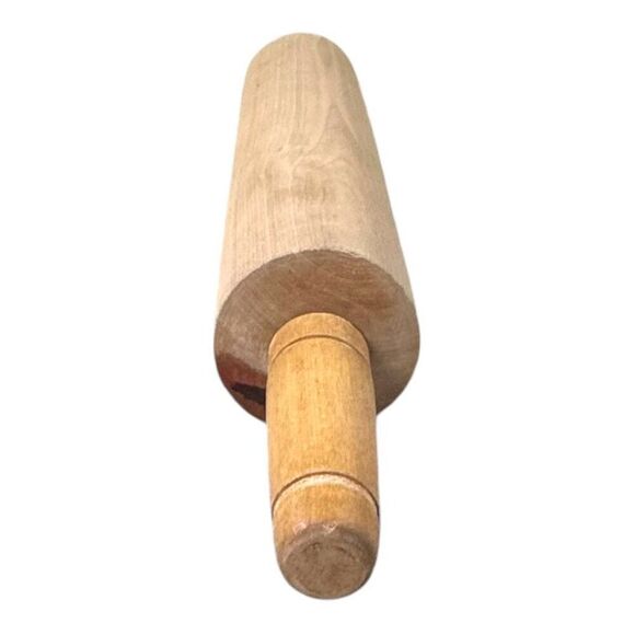 Vintage Wooden Rolling Pin With Handles Retro Kitchen Tool Country Home Decor - Picture 4 of 6